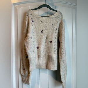 Abercrombie Kids Cream Sweater with Purple Accents